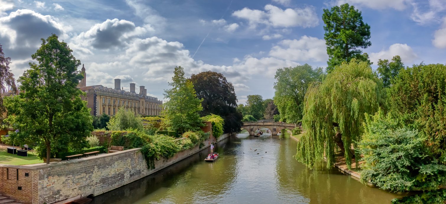 Punts on river Cam in Cambridge